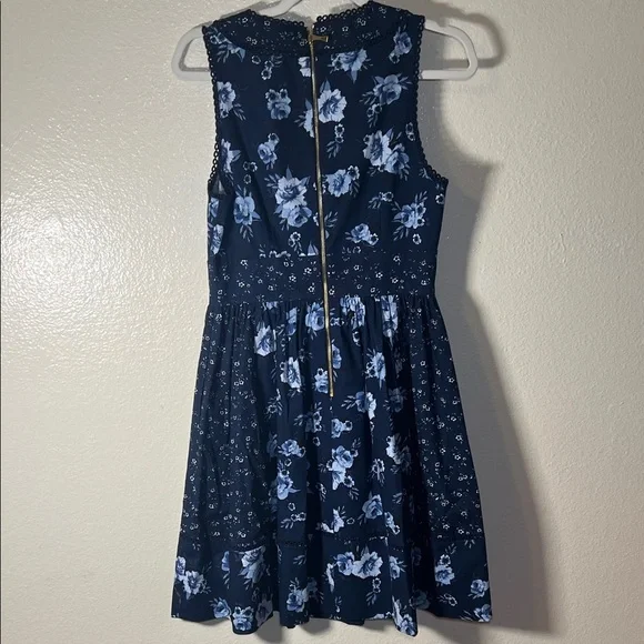Kate Spade Navy Blue Floral Mini Dress size 4 - Picture 4 of 13